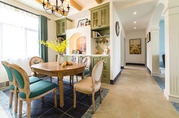 藍色世界地中海風格130平米四居室餐廳裝修效果圖