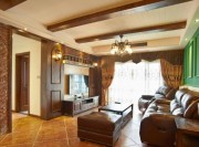 圣誕美式風110平米三居室客廳吊頂裝修效果圖