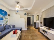 藍白地中海風(fēng)格100平米復(fù)式客廳裝修效果圖