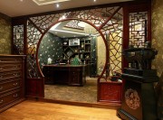 實木經(jīng)典新古典風格100平米二居室書房背景墻裝修效果圖