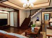 古雅幽深中式風(fēng)格90平米復(fù)式loft客廳吊頂裝修效果圖 古雅幽深中式風(fēng)格90平米復(fù)式loft客廳吊頂裝修效果圖