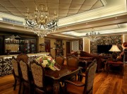 實木經(jīng)典新古典風格100平米二居室客廳電視背景墻裝修效果圖