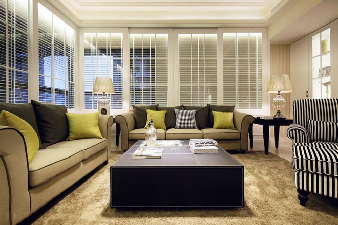 唯美清新新古典風(fēng)格120平米三居室客廳背景墻裝修效果圖