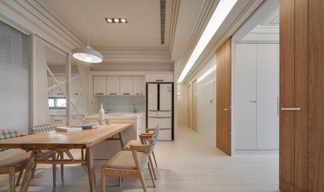 清新原木現代簡約風格80平米二居室餐廳吊頂裝修效果圖