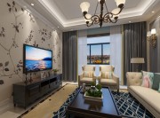 柔和簡約美式130平二居室客廳電視背景墻裝修效果圖 柔和簡約美式130平二居室客廳電視背景墻裝修效果圖
