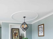 明亮淡藍歐式風格120平米三居室餐廳吊頂裝修效果圖