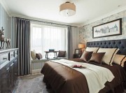 明亮淡藍歐式風格120平米三居室臥室吊頂裝修效果圖