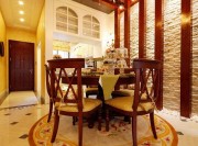 溫馨舒適田園風格110平米三居室餐廳背景墻裝修效果圖