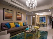 純凈溫暖美式風(fēng)格120平米三居室客廳背景墻裝修效果圖