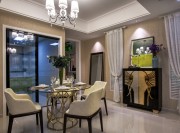 純凈溫暖美式風(fēng)格120平米三居室餐廳吊頂裝修效果圖