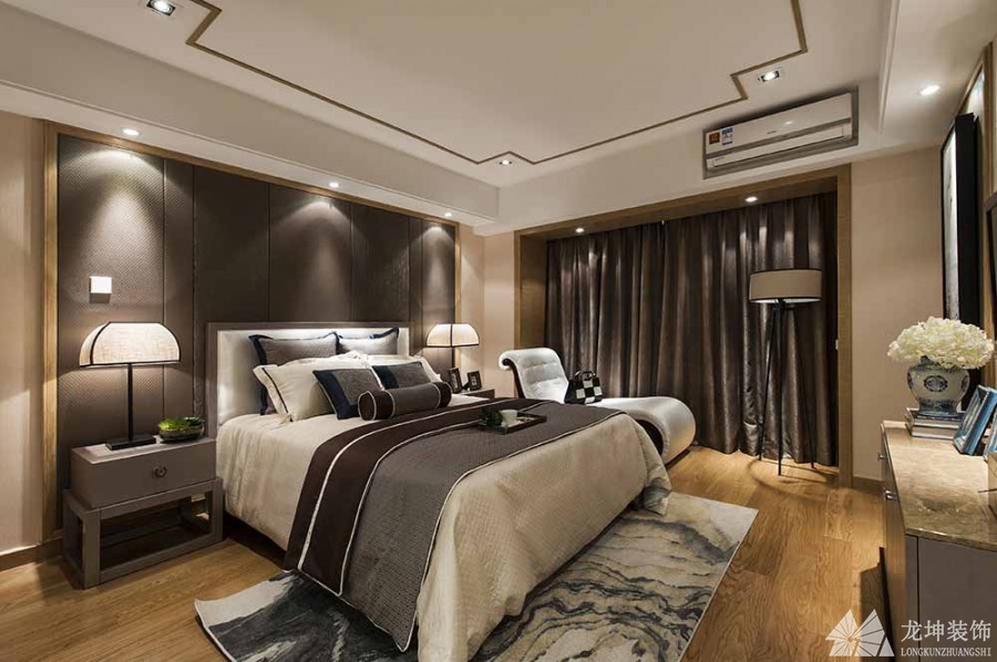 雅致文藝中式120平米三居室臥室窗簾裝修效果圖