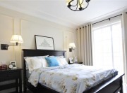 開闊休閑美式120平米三居室臥室背景墻裝修效果圖