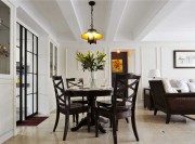 開闊休閑美式120平米三居室餐廳吊頂裝修效果圖