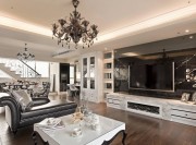 浪漫奢華新古典風(fēng)格180平米別墅客廳電視背景墻裝修效果圖