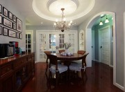 沉穩端莊美式110平米三居室餐廳吊頂裝修效果圖