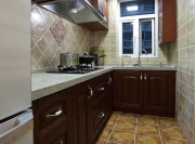 沉穩端莊美式110平米三居室廚房櫥柜裝修效果圖