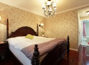 沉穩端莊美式110平米三居室臥室背景墻裝修效果圖