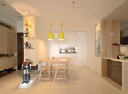 鮮亮色彩北歐風格100平米二居室餐廳吊頂裝修效果圖