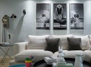 精致品位現代90平米二居室客廳背景墻裝修效果圖