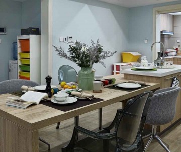 精致品位現代90平米二居室餐廳背景墻裝修效果圖