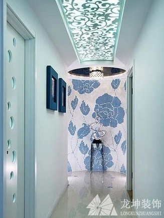歐式藍(lán)色時(shí)尚70平米小戶型玄關(guān)過道裝修效果圖