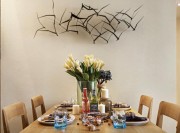 藍色獨特歐式風(fēng)格100平米二居室餐廳背景墻裝修效果圖