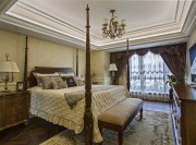 現代經典歐式120平米三居室臥室背景墻裝修效果圖