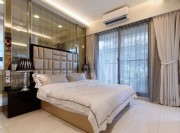 現代質感歐式100平米二居室臥室背景墻裝修效果圖