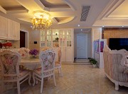 浪漫唯美歐式風格100平米二居室餐廳吊頂裝修效果圖