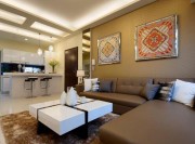 現代質感歐式100平米二居室客廳背景墻裝修效果圖