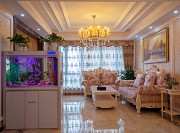 浪漫唯美歐式風格100平米二居室客廳吊頂裝修效果圖