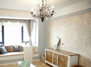 唯美時尚歐式風格80平米二居室客廳吊頂裝修效果圖