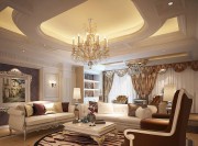 奢華時尚歐式風格130平米三居室客廳吊頂裝修效果圖
