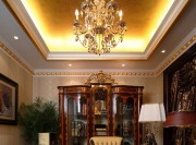金碧輝煌歐式風格140平米三居室書房吊頂裝修效果圖