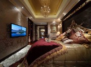 金碧輝煌歐式風格140平米三居室臥室吊頂裝修效果圖