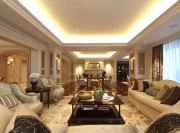 米色現(xiàn)代歐式風格140平米四居室客廳吊頂裝修效果圖