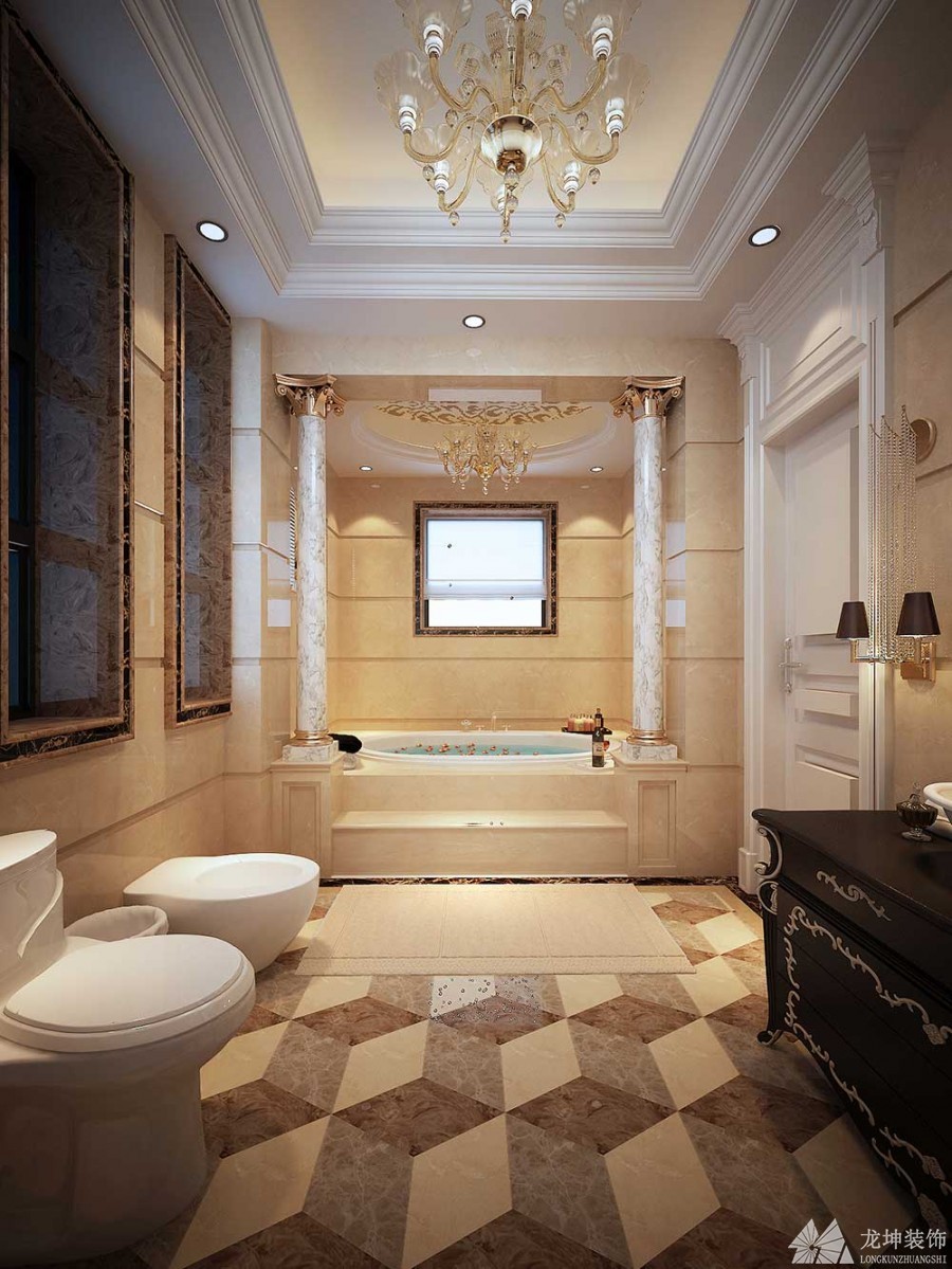 奢華時尚歐式風格130平米三居室衛生間浴室柜裝修效果圖