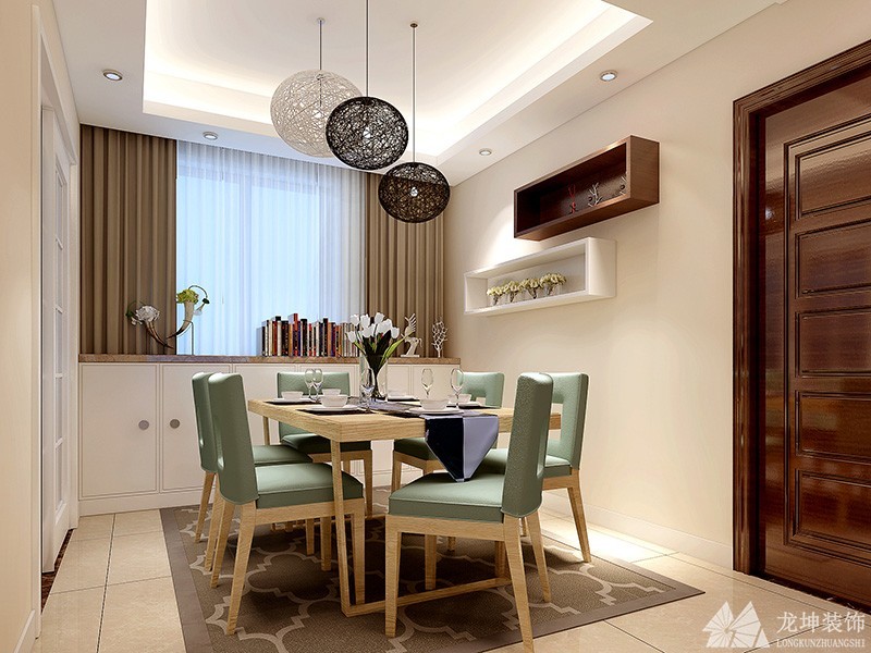 溫馨淡雅歐式風格110平米三居室餐廳吊頂裝修效果圖