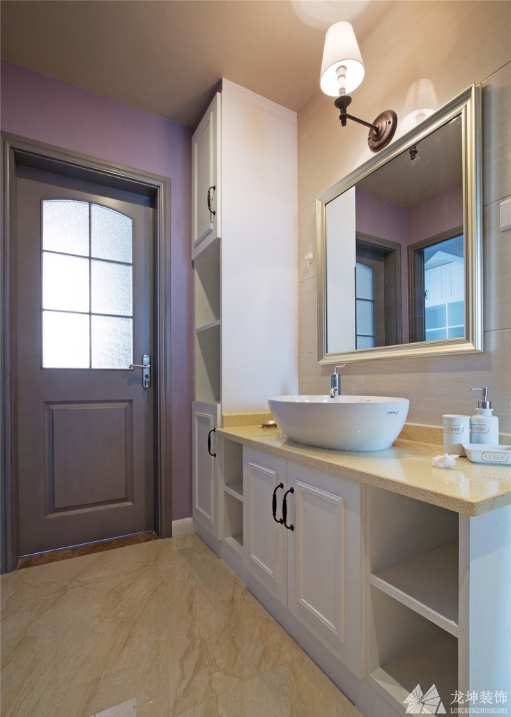紫色淡雅歐式風格100平米二居室衛生間浴室柜裝修效果圖