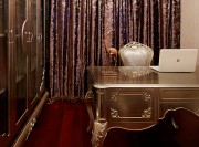 高雅華麗歐式風格120平米三居室書房背景墻裝修效果圖