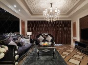 高雅華麗歐式風格120平米三居室客廳吊頂裝修效果圖