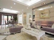 溫情華貴歐式風格130平米三居室客廳背景墻裝修效果圖