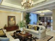 歐式優雅大氣130平米三居室客廳吊頂裝修效果圖