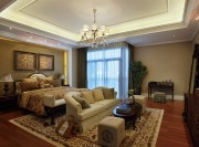 歐式優雅大氣130平米三居室臥室背景墻裝修效果圖