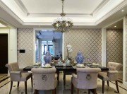 歐式樸實優雅130平米三居室餐廳吊頂裝修效果圖