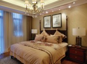 歐式優雅大氣130平米三居室臥室背景墻裝修效果圖