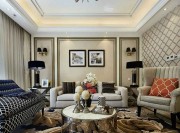歐式樸實優雅130平米三居室客廳背景墻裝修效果圖