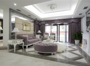 溫情華貴歐式風格130平米三居室客廳吊頂裝修效果圖