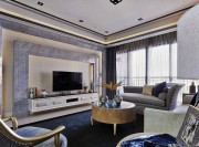 大方優(yōu)雅新古典風格120平米三居室客廳電視背景墻裝修效果圖
