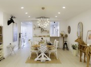 純凈森系北歐風格130平米三居室餐廳吊頂裝修效果圖